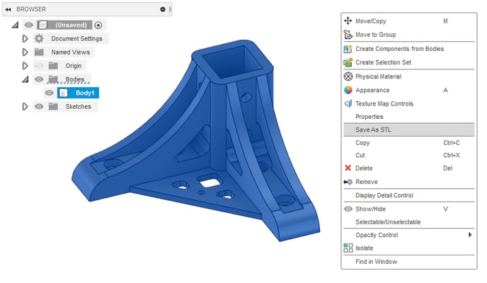 adjust the resolution of a 3d part when exporting stl