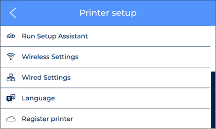 printer setup screen