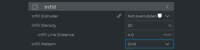 infill settings menu on BCN3D Stratos