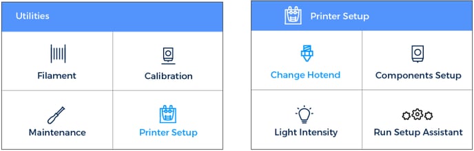 printer setup screen